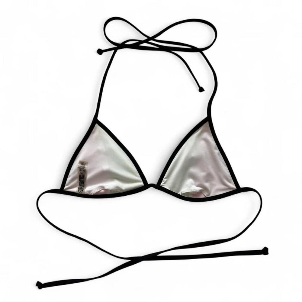 Victoria’s Secret PINK Neon Colorblock Triangle Bikini Top Y2K Swim Halter Tie - Picture 4 of 4